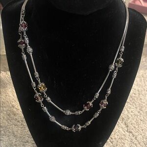 Brighton Glass Mountain Silver Plated Two Strand Necklace